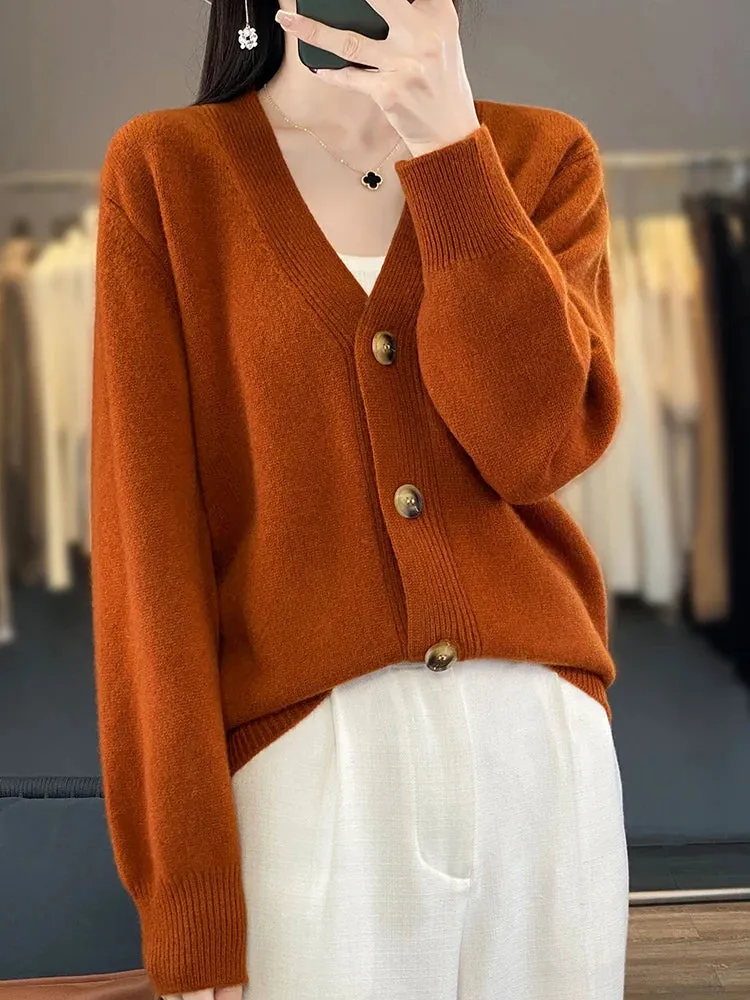 Autumn Wool Cardigan Grandpa Sweater for Chilly Evenings