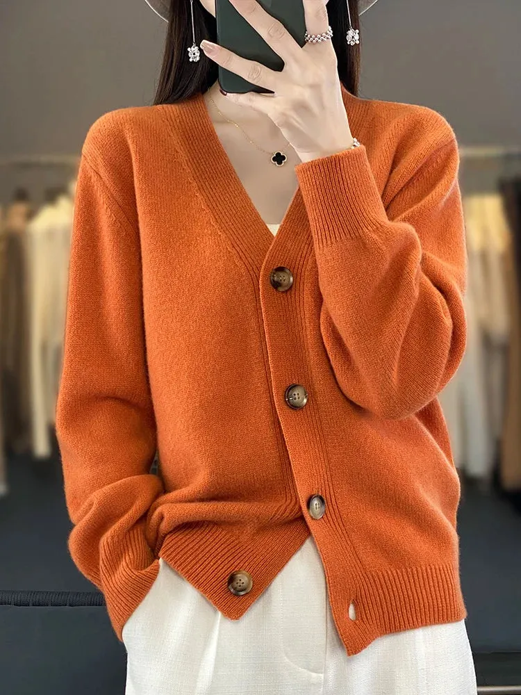 Autumn Wool Cardigan Grandpa Sweater for Chilly Evenings