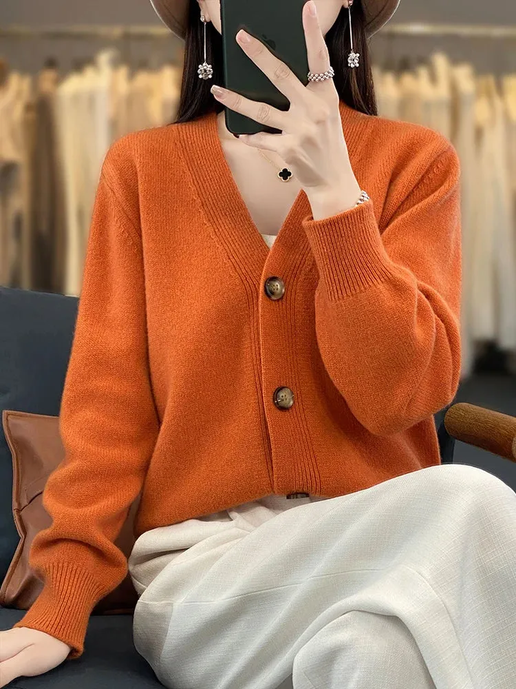 Autumn Wool Cardigan Grandpa Sweater for Chilly Evenings