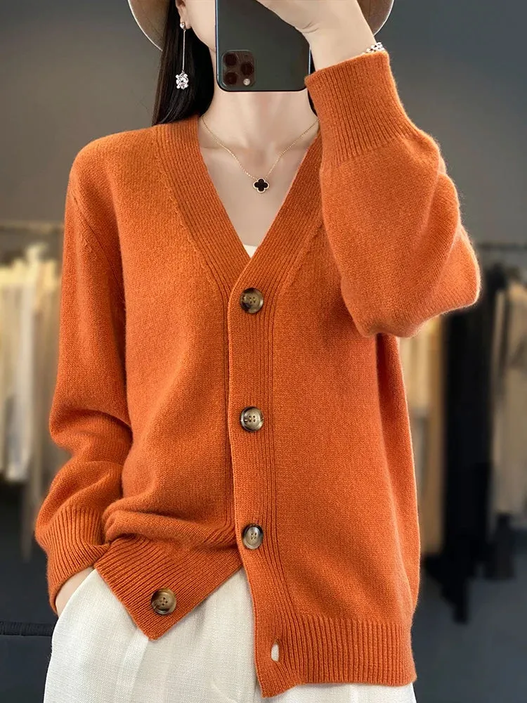 Autumn Wool Cardigan Grandpa Sweater for Chilly Evenings