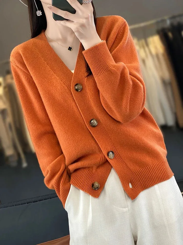 Autumn Wool Cardigan Grandpa Sweater for Chilly Evenings