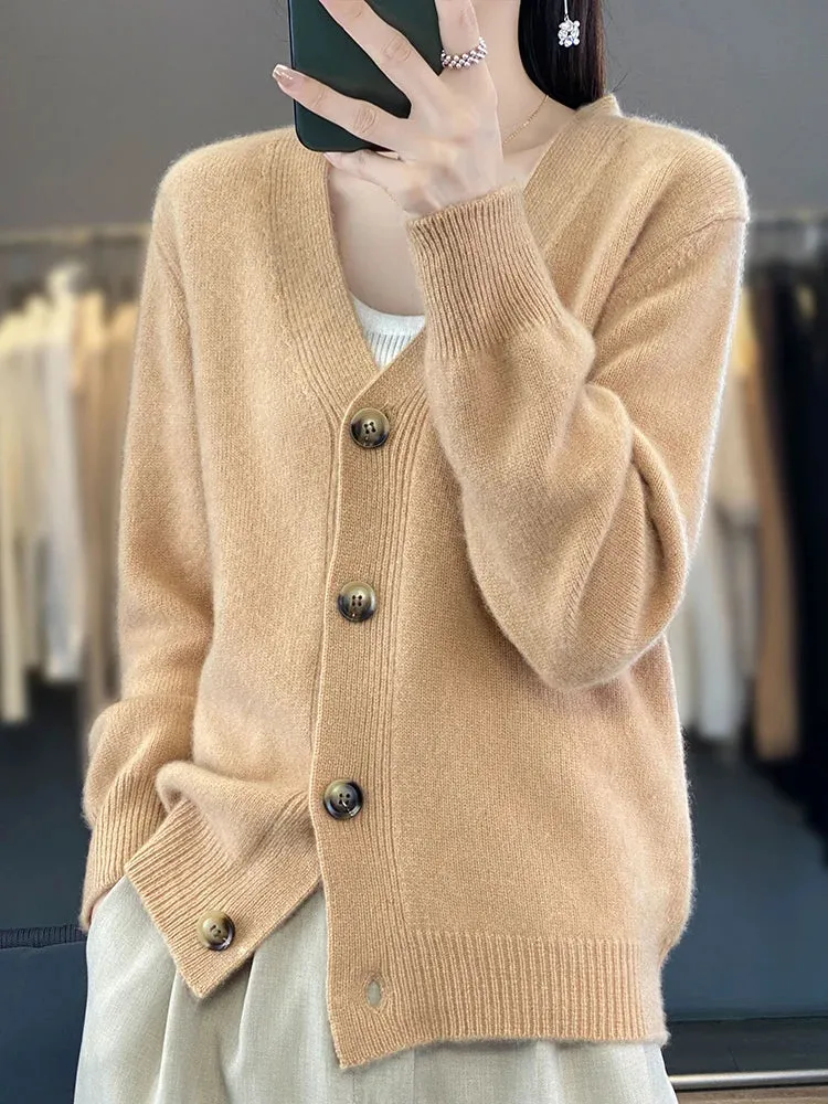 Autumn Wool Cardigan Grandpa Sweater for Chilly Evenings