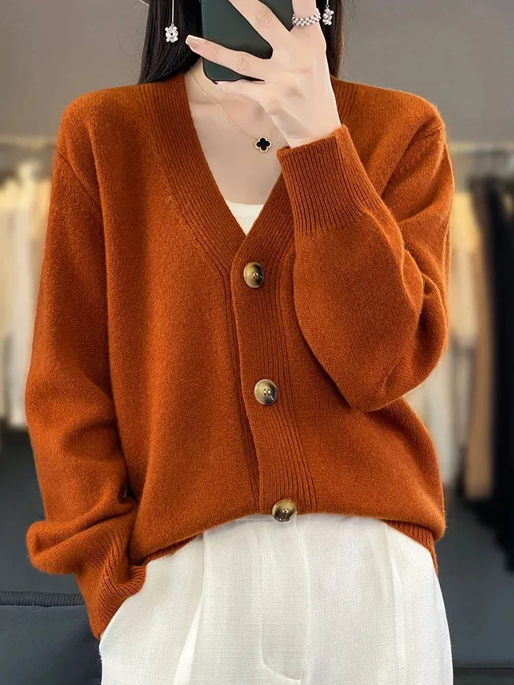 Autumn Wool Cardigan Grandpa Sweater for Chilly Evenings