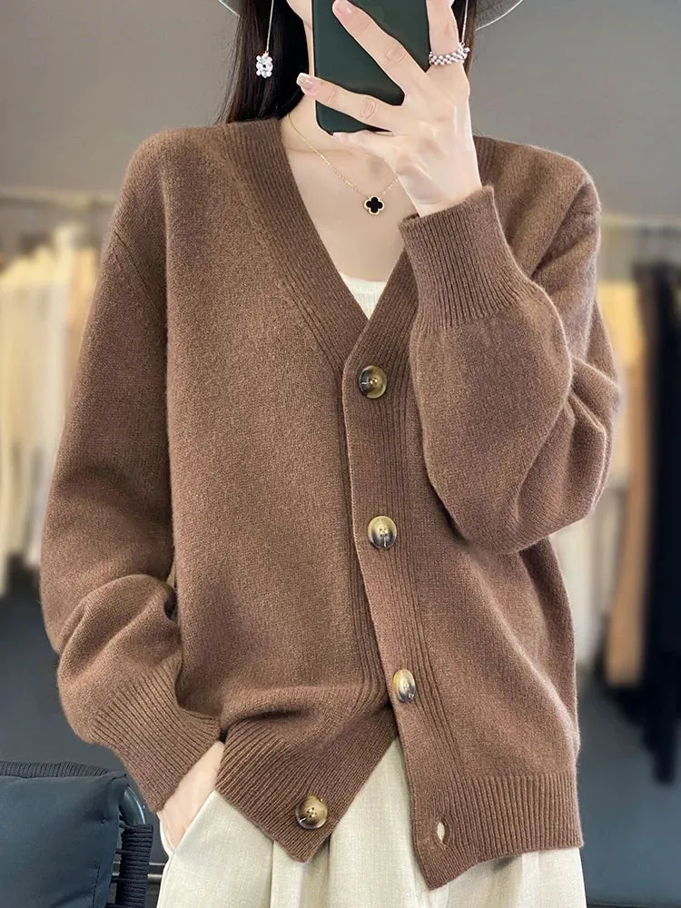 Autumn Wool Cardigan Grandpa Sweater for Chilly Evenings