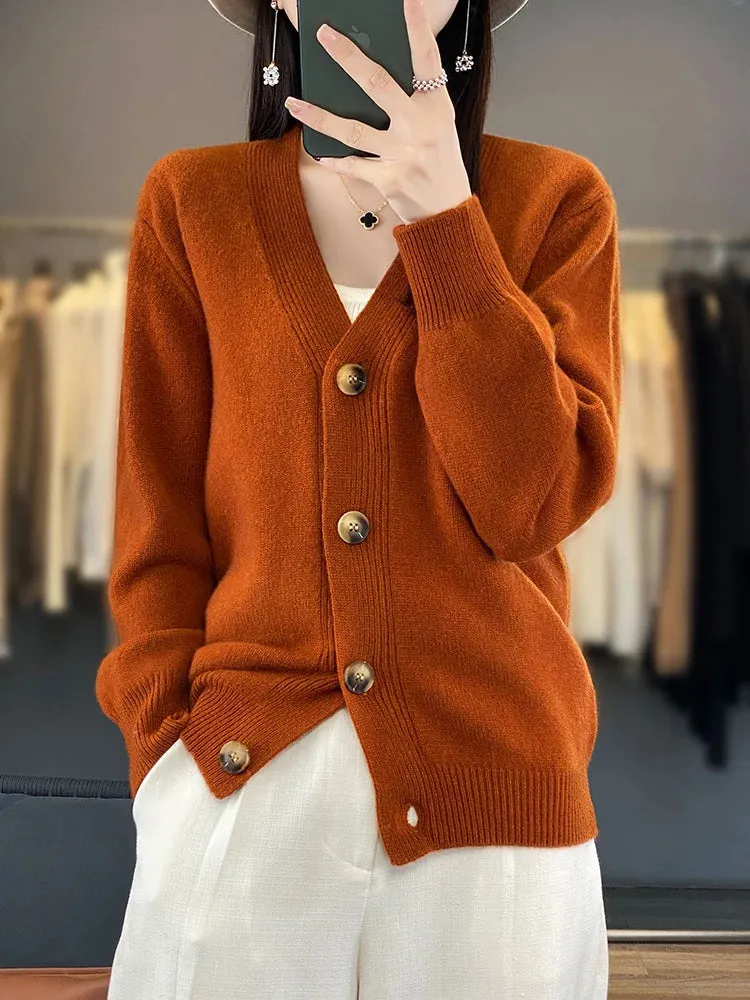Autumn Wool Cardigan Grandpa Sweater for Chilly Evenings