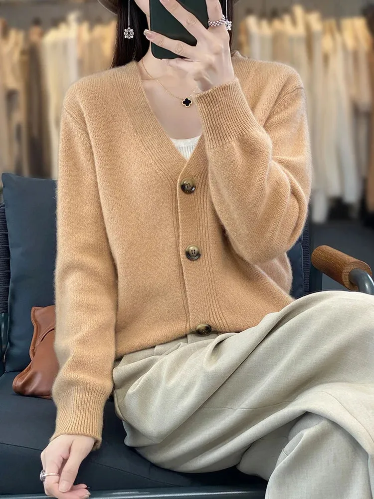 Autumn Wool Cardigan Grandpa Sweater for Chilly Evenings