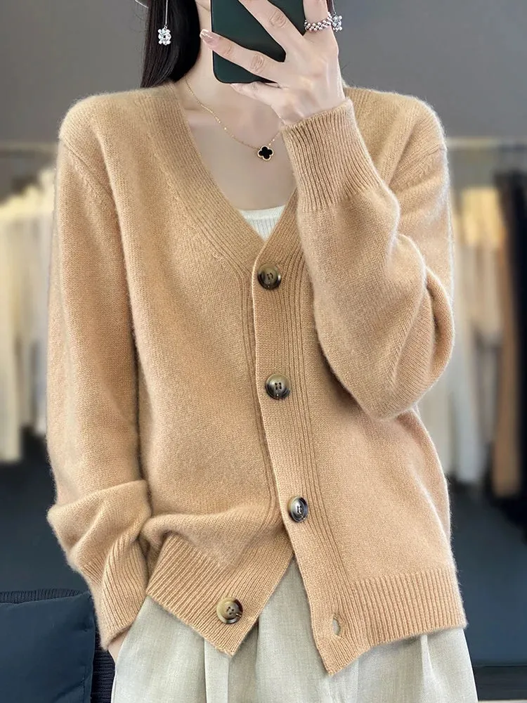 Autumn Wool Cardigan Grandpa Sweater for Chilly Evenings