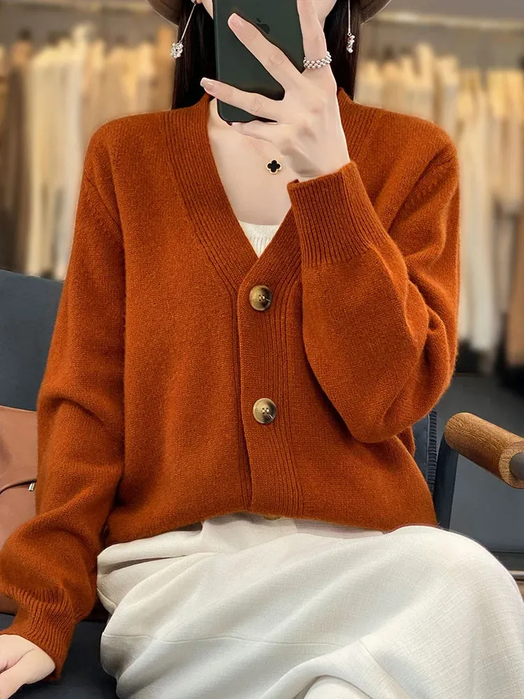 Autumn Wool Cardigan Grandpa Sweater for Chilly Evenings