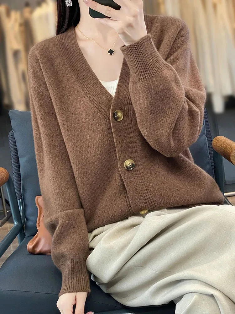 Autumn Wool Cardigan Grandpa Sweater for Chilly Evenings