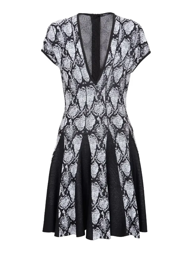 Balmain python-jacquard knitted skater dress