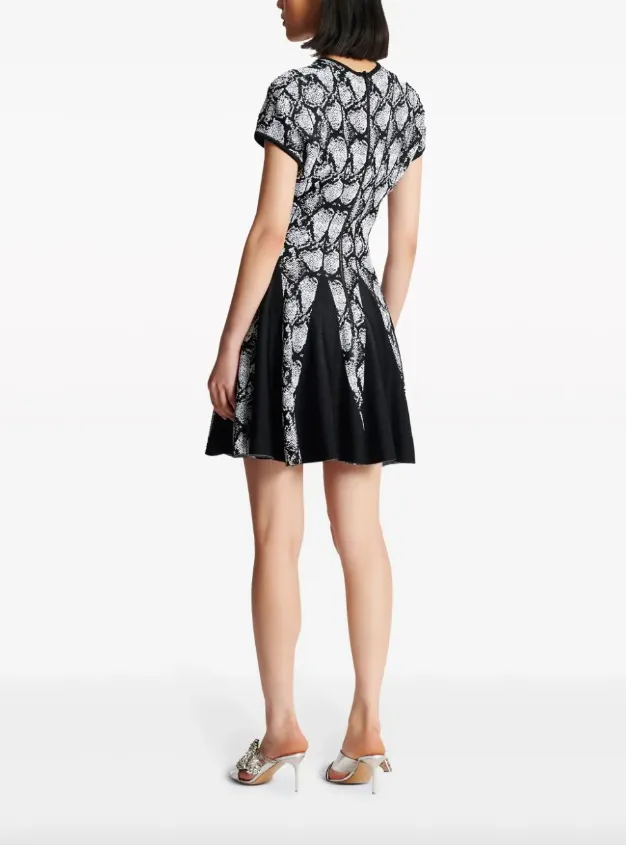Balmain python-jacquard knitted skater dress