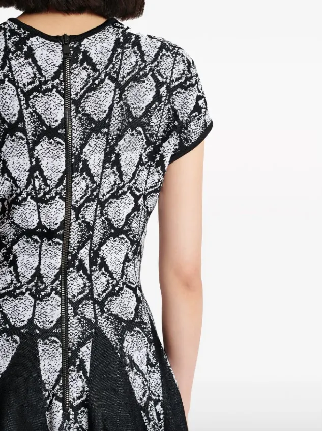 Balmain python-jacquard knitted skater dress