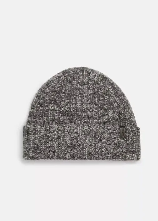 Cashmere Marl Chunky Knit Hat (Black)