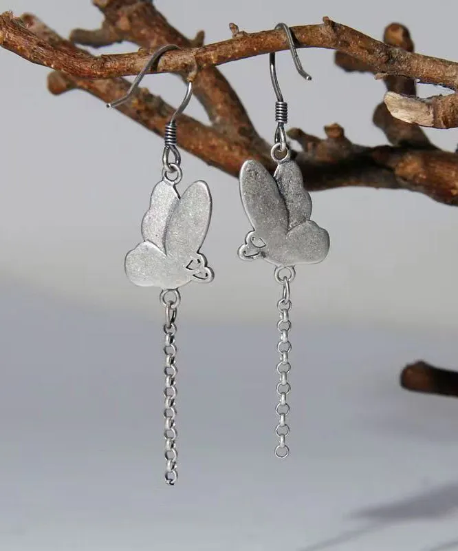 Chic Green Butterfly Patchwork Silver Drop Earrings LY9145