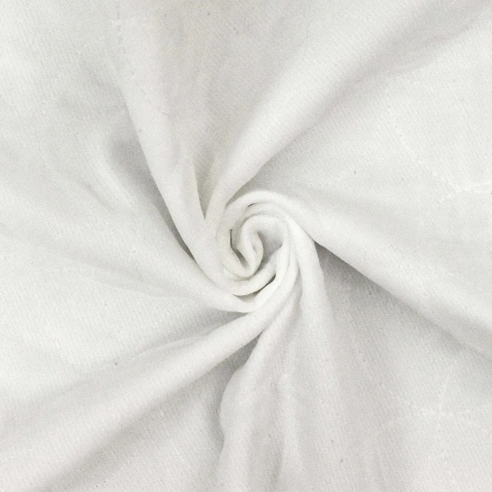 Cloudy White Circle Embroidered Poly Double Woven Fabrics