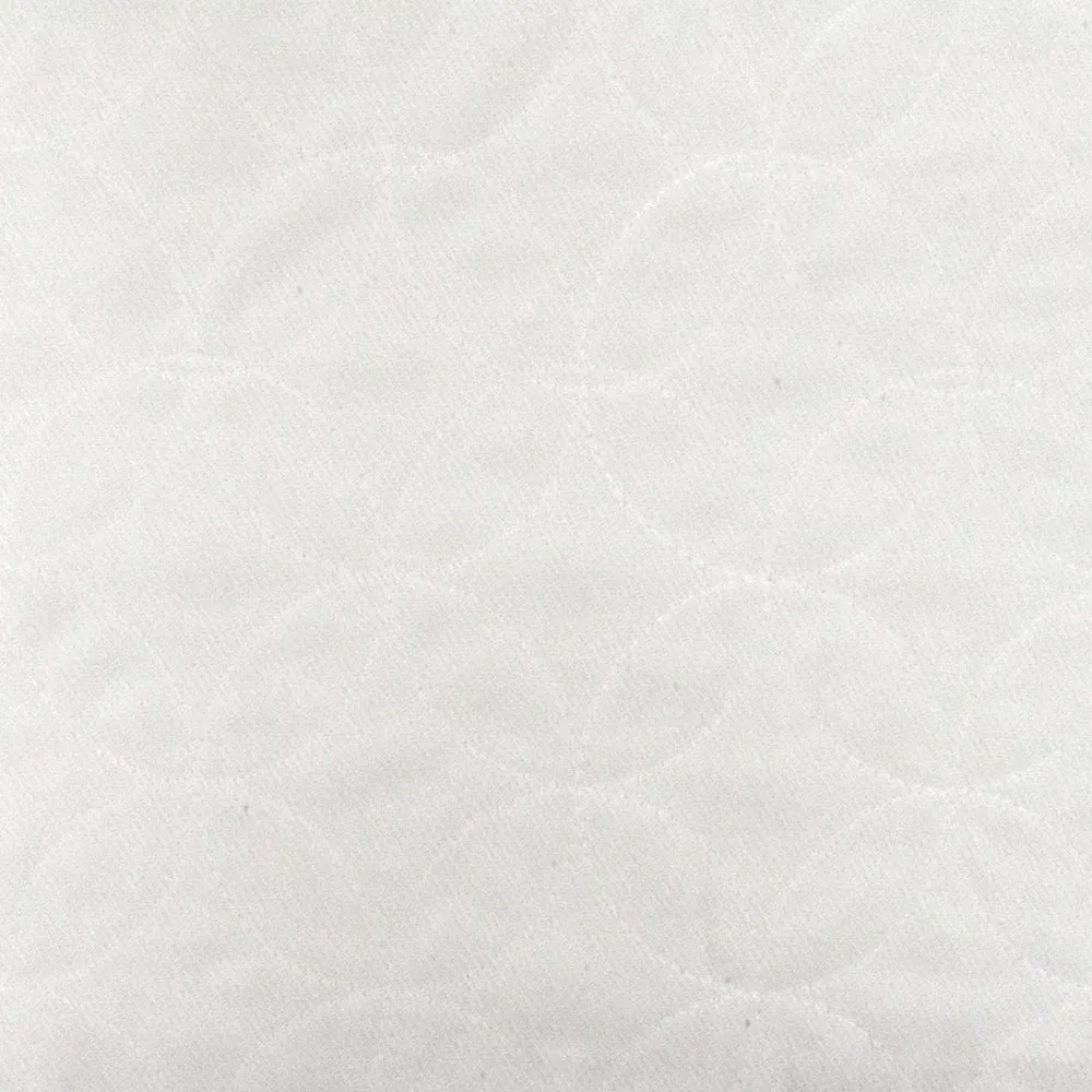 Cloudy White Circle Embroidered Poly Double Woven Fabrics