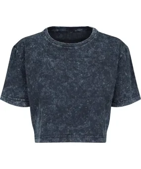 Dark Grey/White - Women's acid washed cropped tee