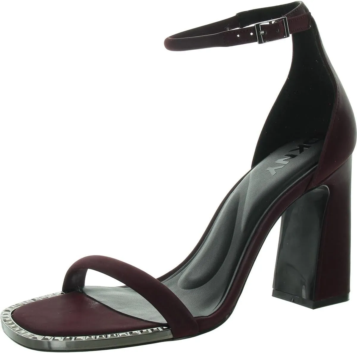 DKNY Women's Waylin Sqaure Toe Ankle Strap Block Heel Heeled Sandal