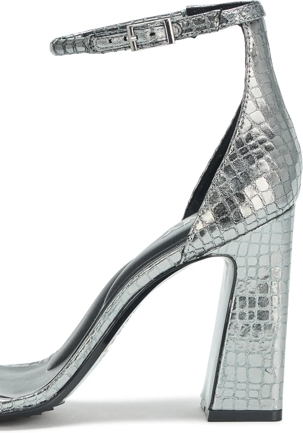 DKNY Women's Waylin Sqaure Toe Ankle Strap Block Heel Heeled Sandal