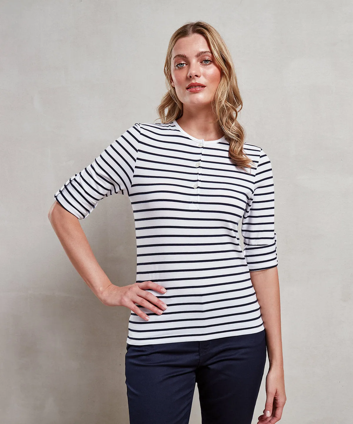 Grey Marl - Women's Long John roll-sleeve tee