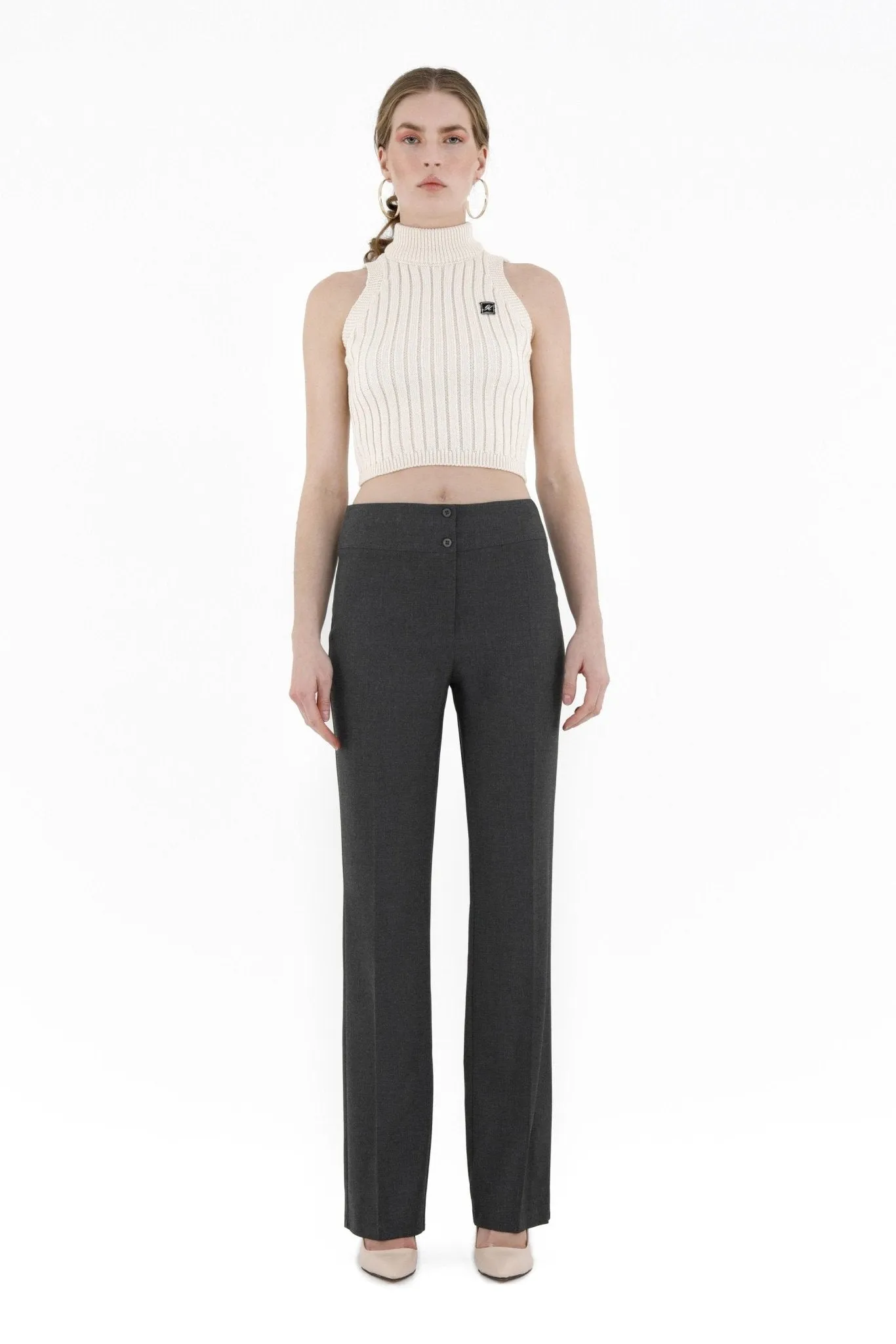 Grey Straight Leg Fit All Day Comfortable Dress Pants