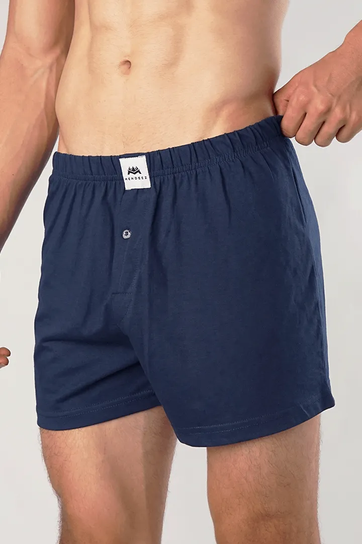 Jersey Boxer Shorts - Navy Blue Pack Of 3