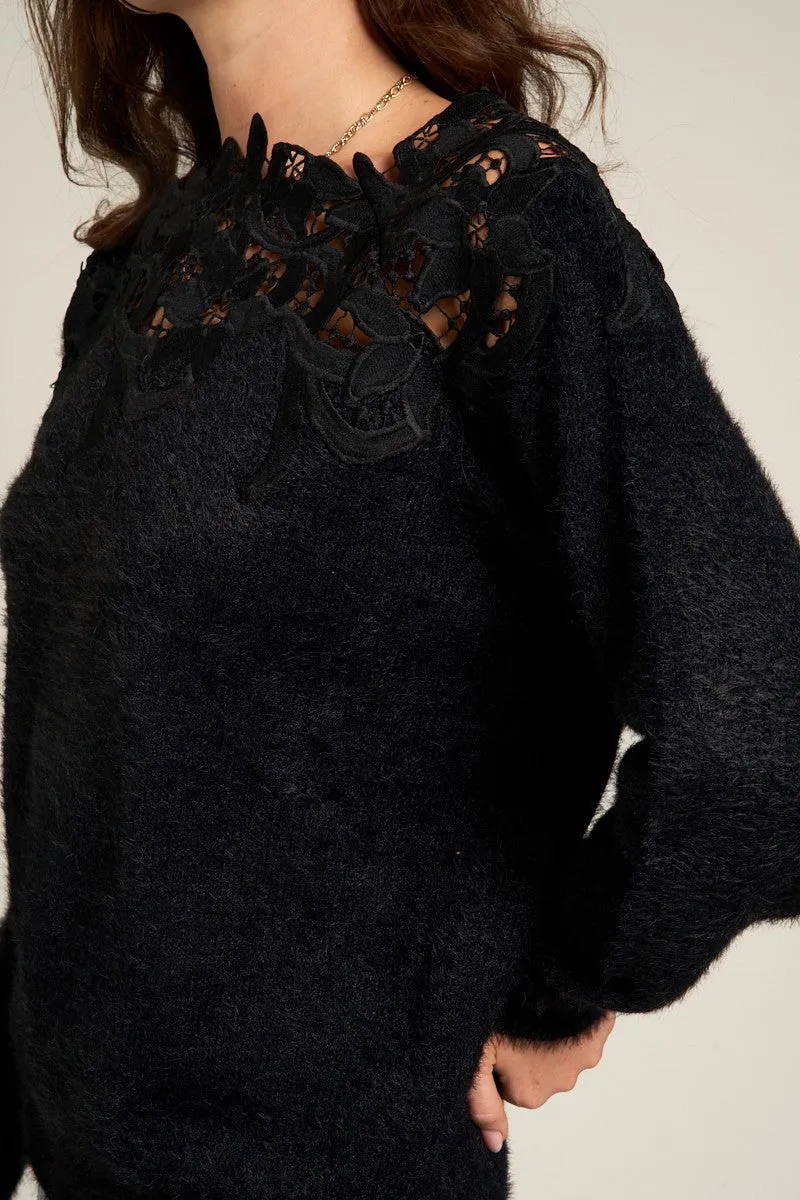 LACE YOKE SWEATER