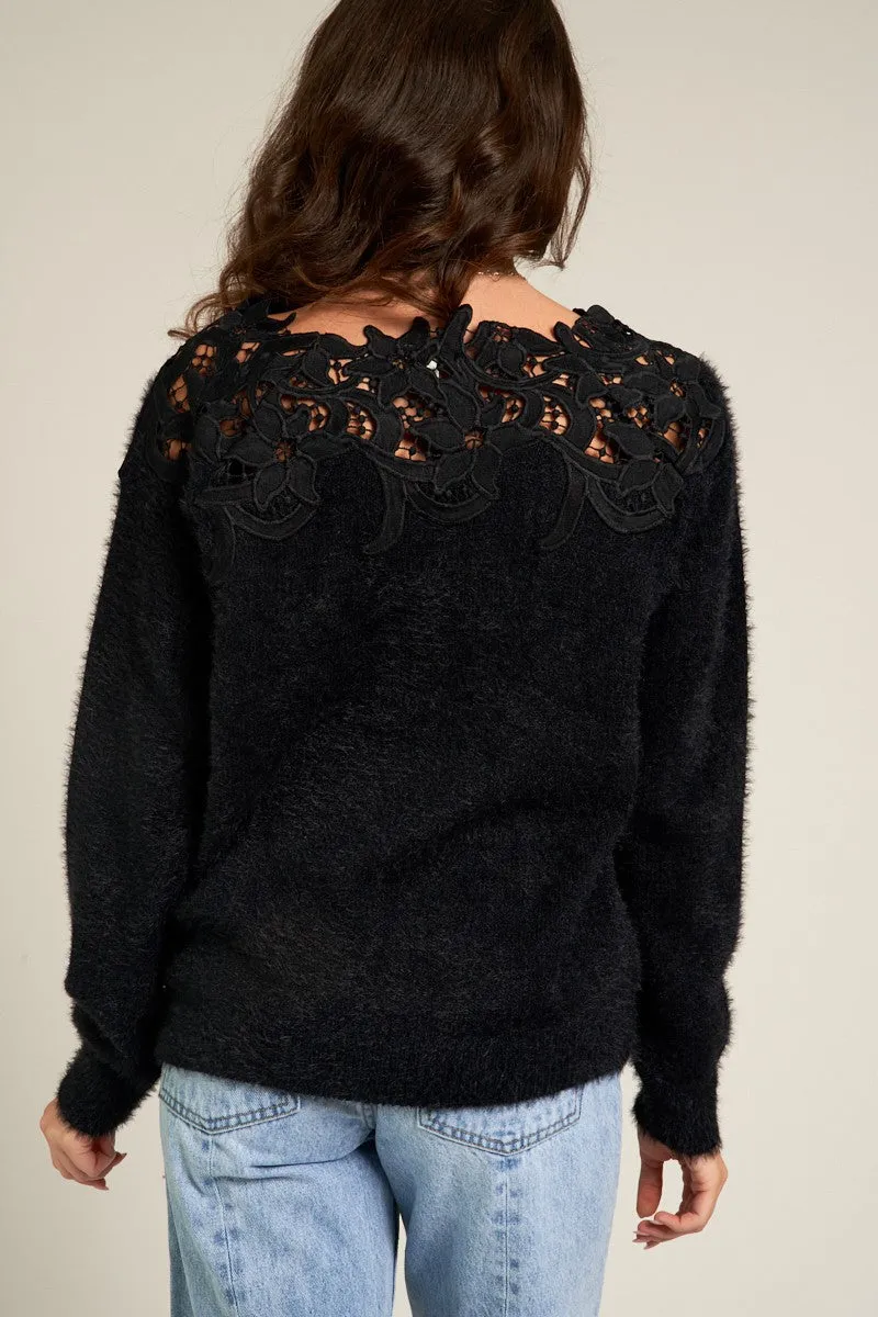 LACE YOKE SWEATER