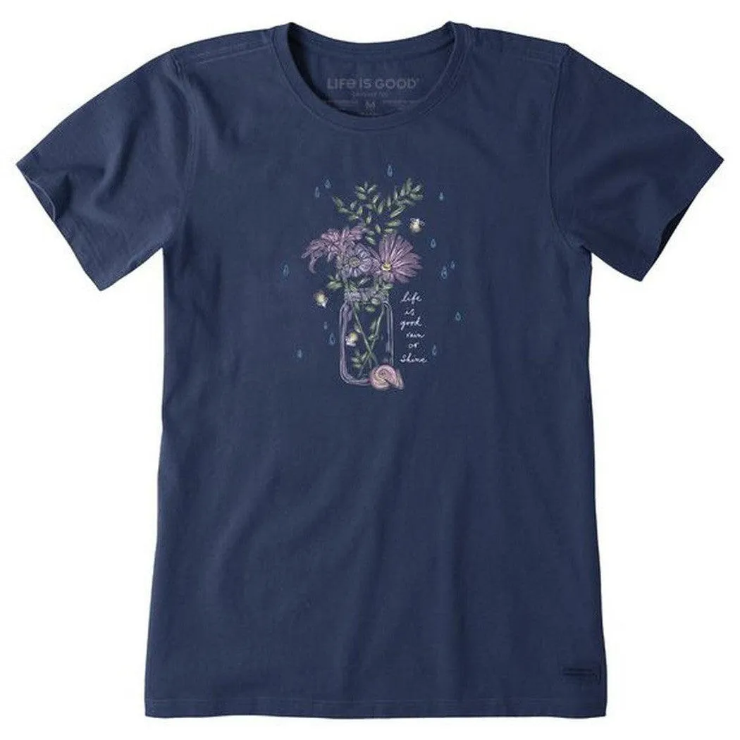 Life is Good Women's Rain or Smile Flower Jar Short Sleeve