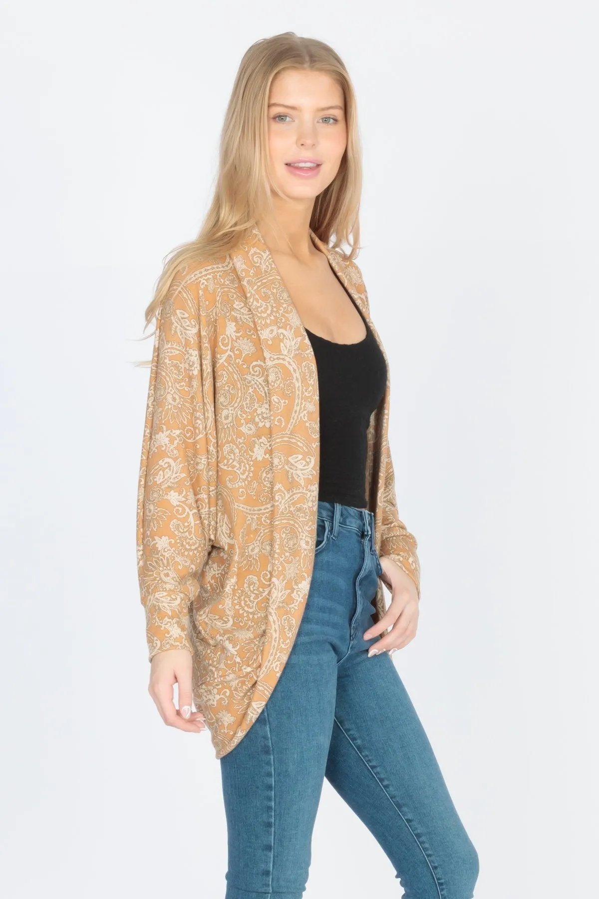 Long Sleeve Cocoon Cardigan Sweater Knit Top