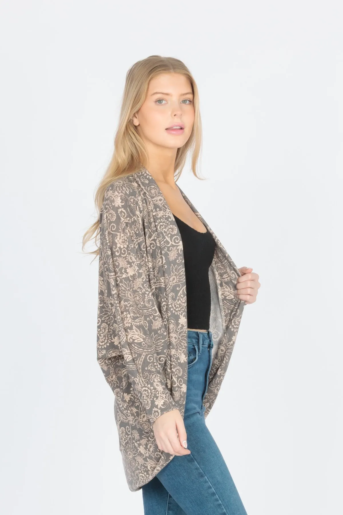 Long Sleeve Cocoon Cardigan Sweater Knit Top