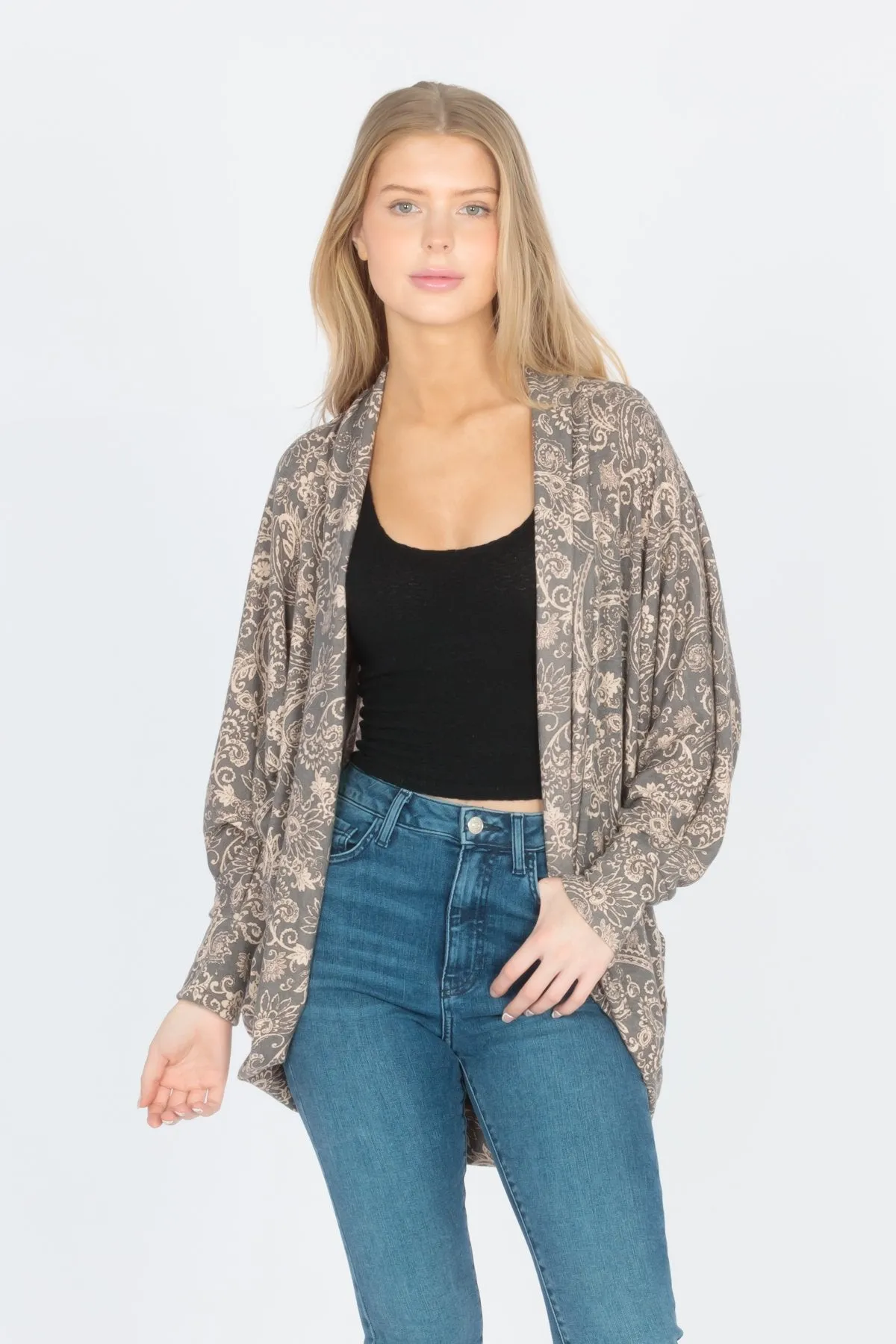 Long Sleeve Cocoon Cardigan Sweater Knit Top