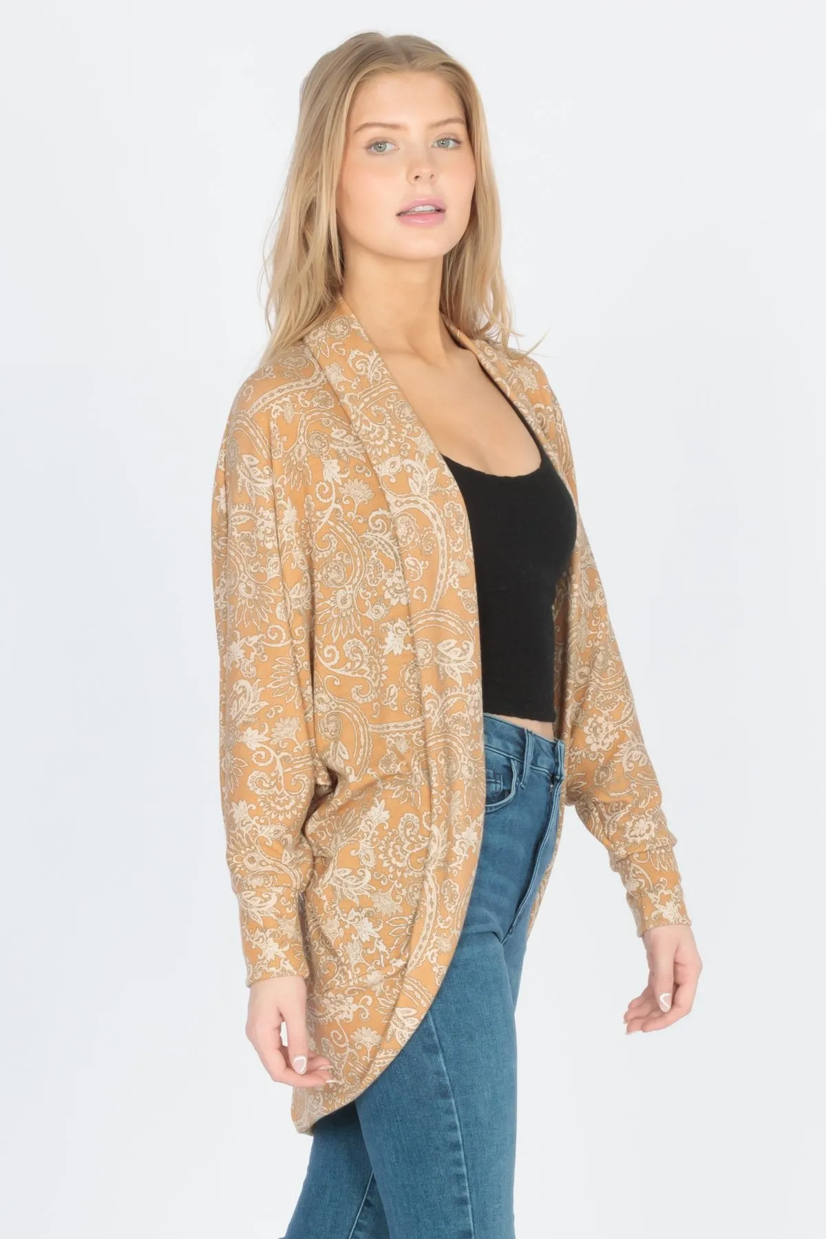 Long Sleeve Cocoon Cardigan Sweater Knit Top