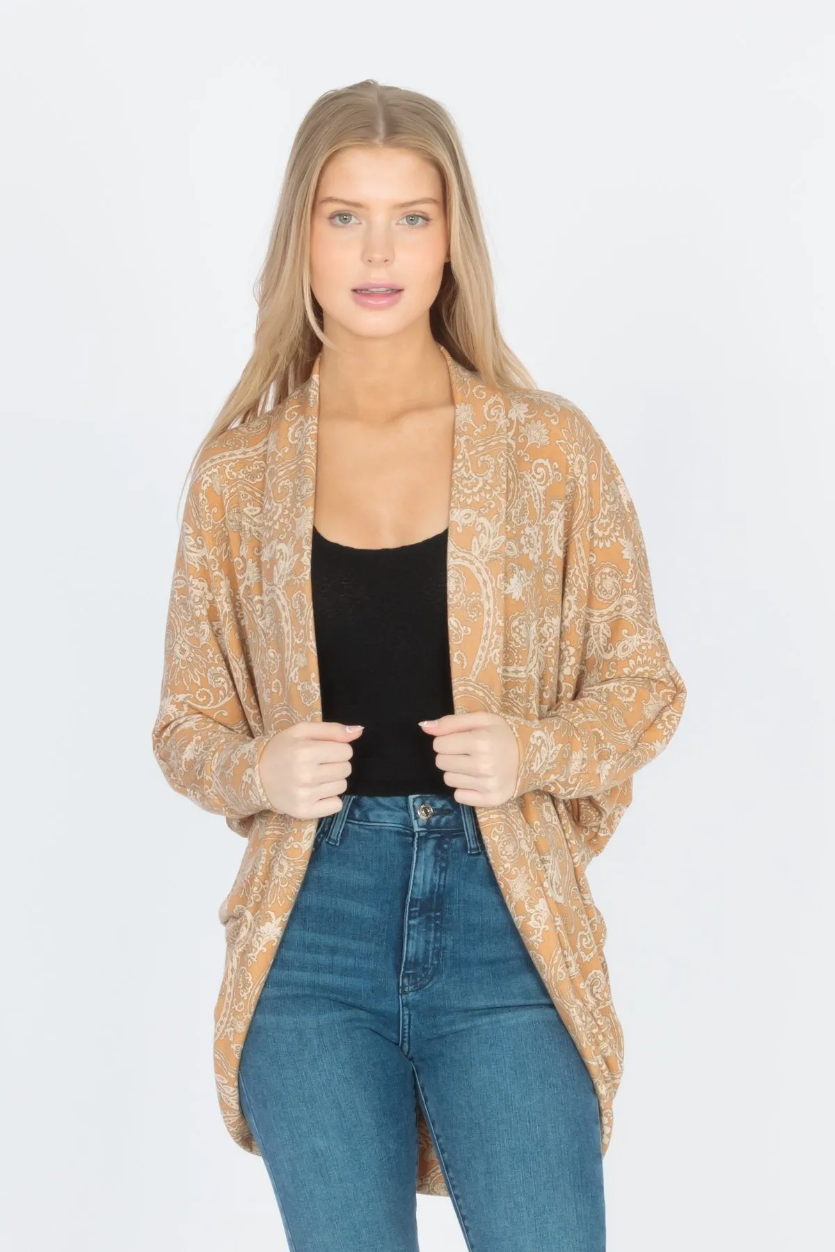 Long Sleeve Cocoon Cardigan Sweater Knit Top