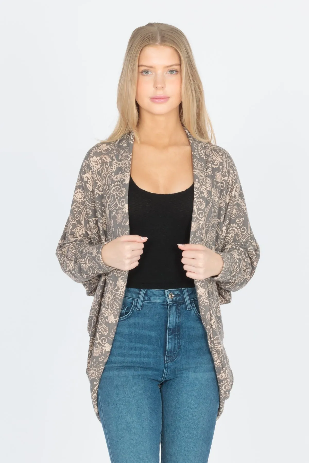 Long Sleeve Cocoon Cardigan Sweater Knit Top