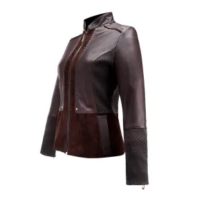 M168BOA - Cuadra brown fashion leather military blouson jacket for women