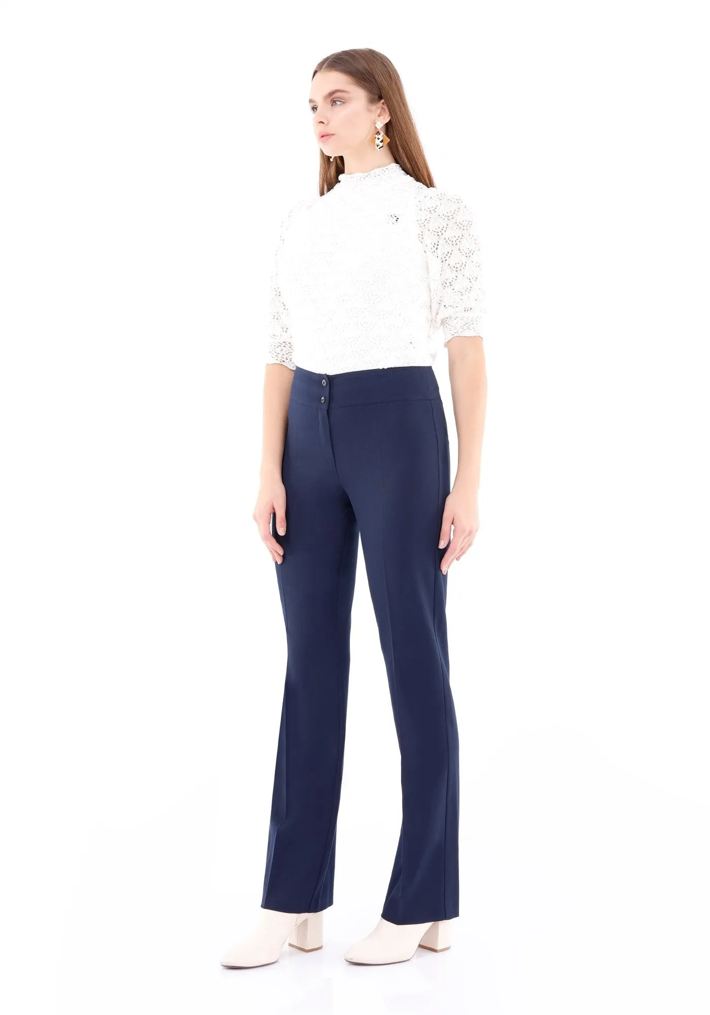 Navy Blue Straight Leg Fit All Day Comfortable Dress Pants