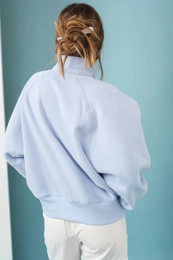 Piper Snap Button Collared Sweater Sky Blue
