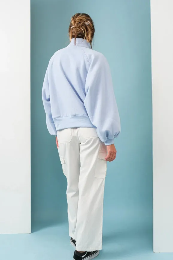 Piper Snap Button Collared Sweater Sky Blue