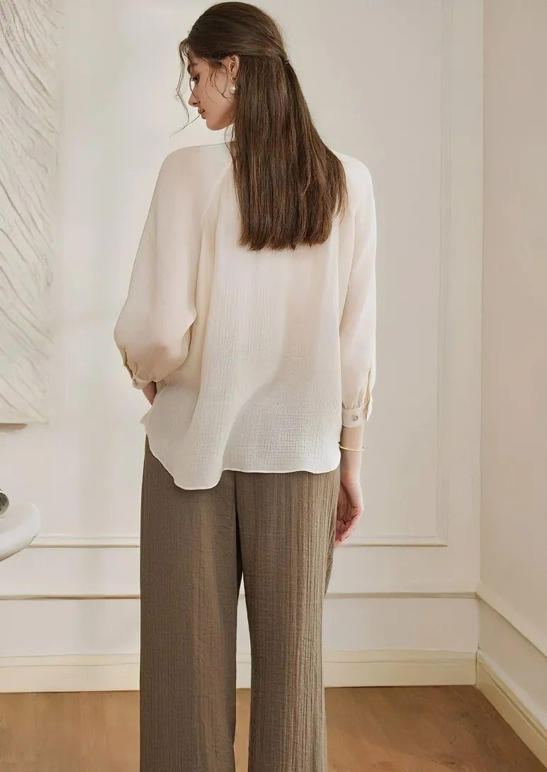 PLEATED TENCEL SHIRT