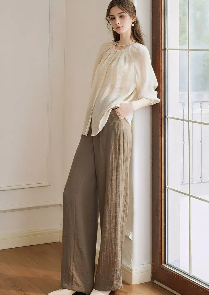 PLEATED TENCEL SHIRT