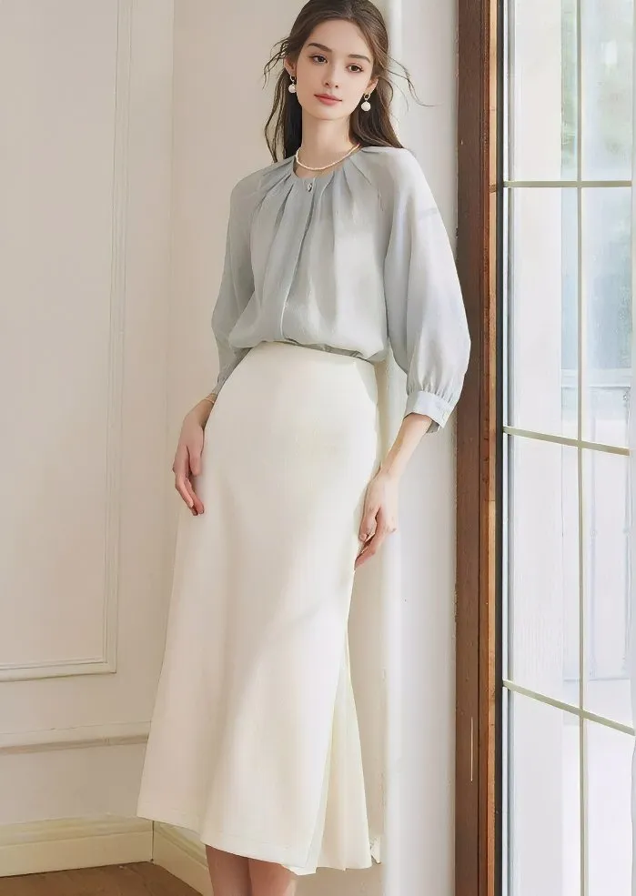 PLEATED TENCEL SHIRT