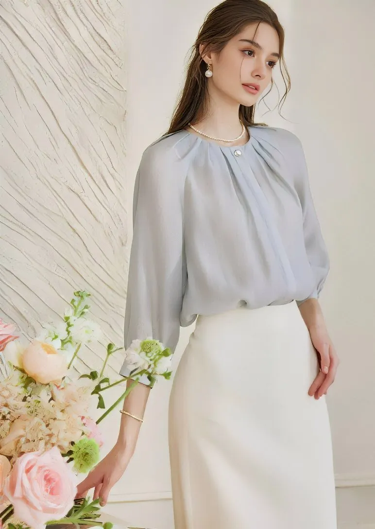 PLEATED TENCEL SHIRT