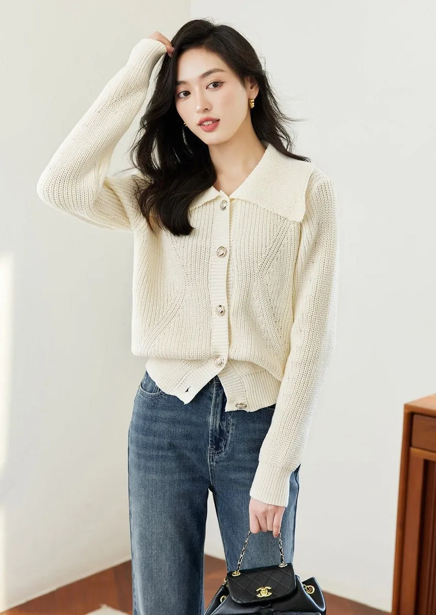 POLO NECK LOOSE CARDIGAN