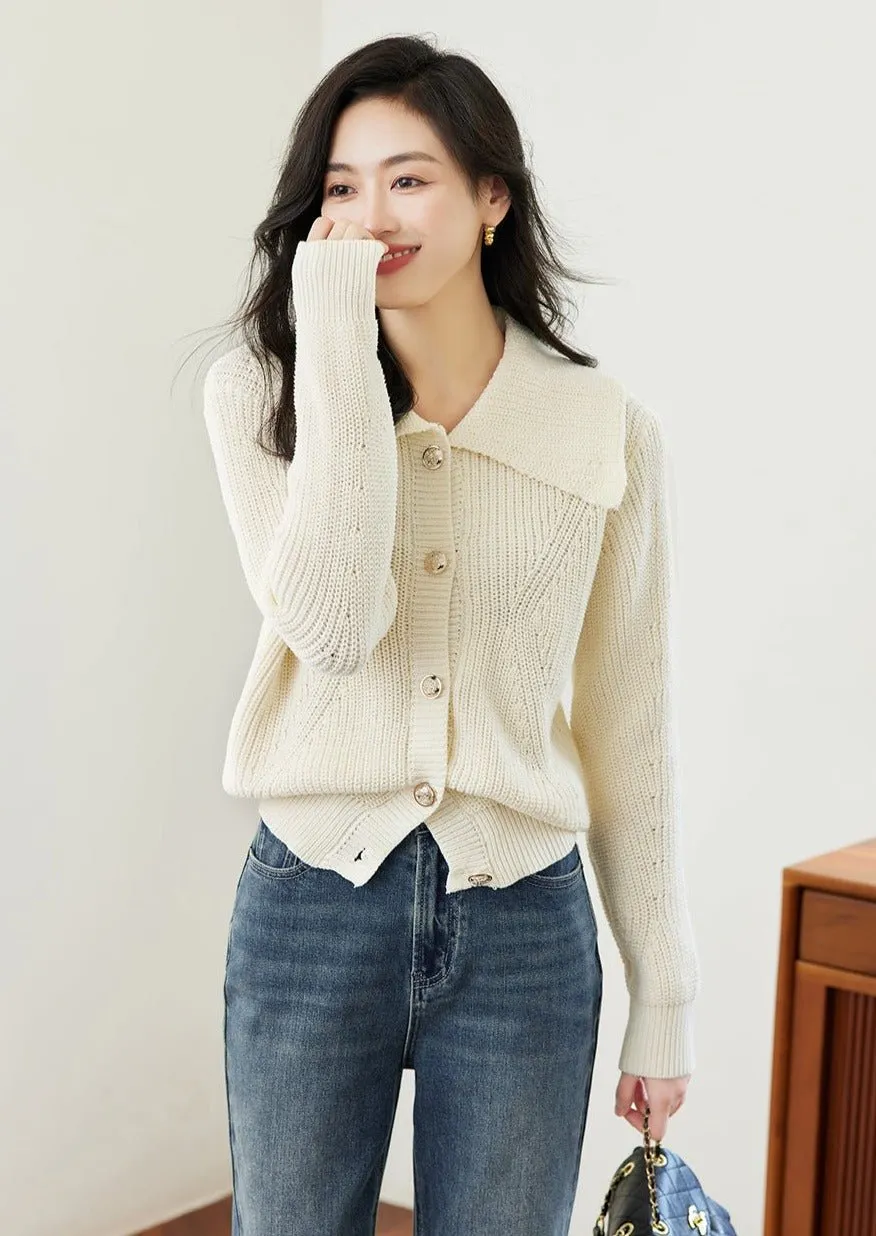 POLO NECK LOOSE CARDIGAN