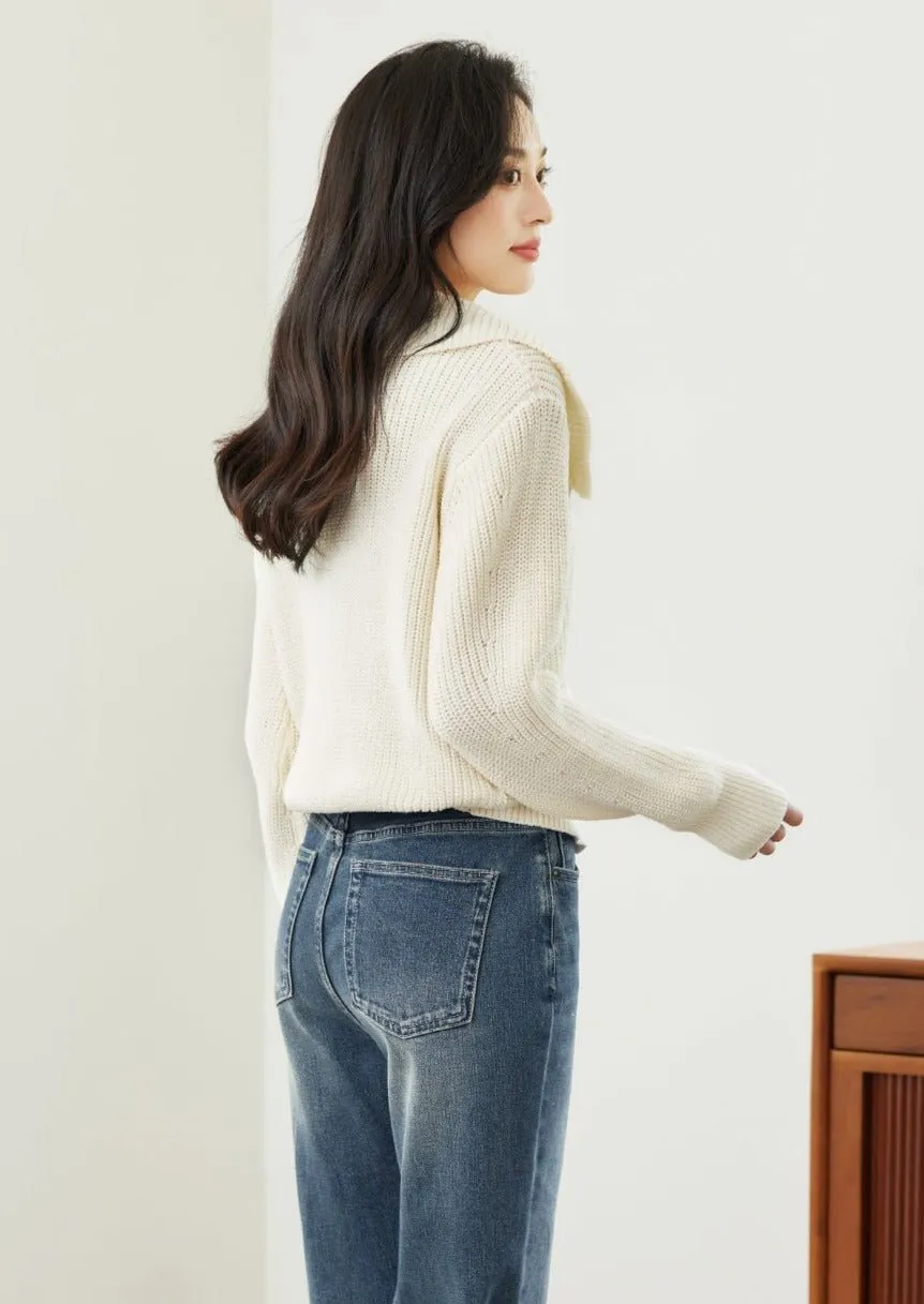 POLO NECK LOOSE CARDIGAN