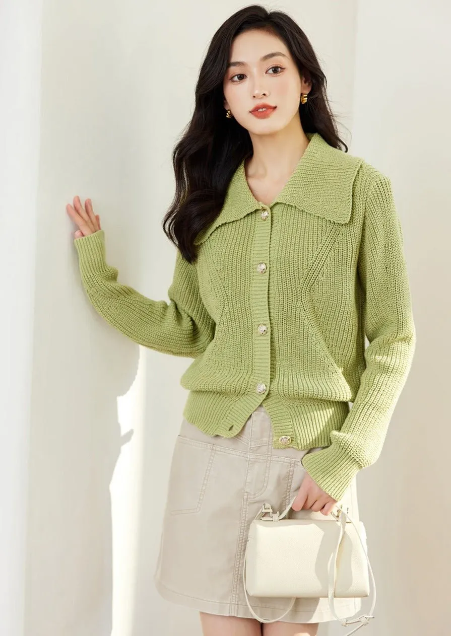 POLO NECK LOOSE CARDIGAN
