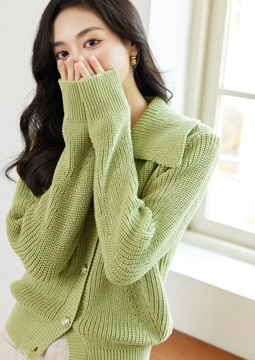 POLO NECK LOOSE CARDIGAN