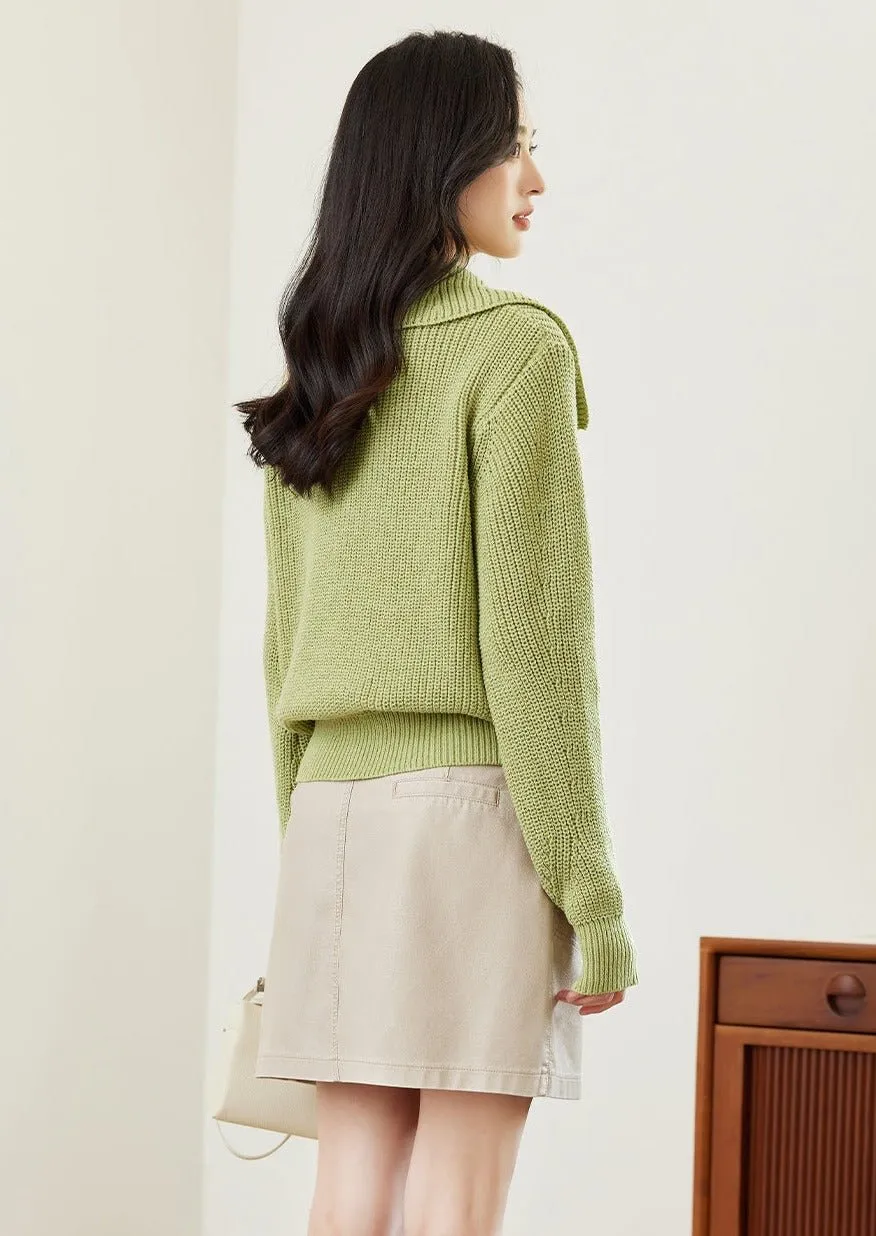 POLO NECK LOOSE CARDIGAN