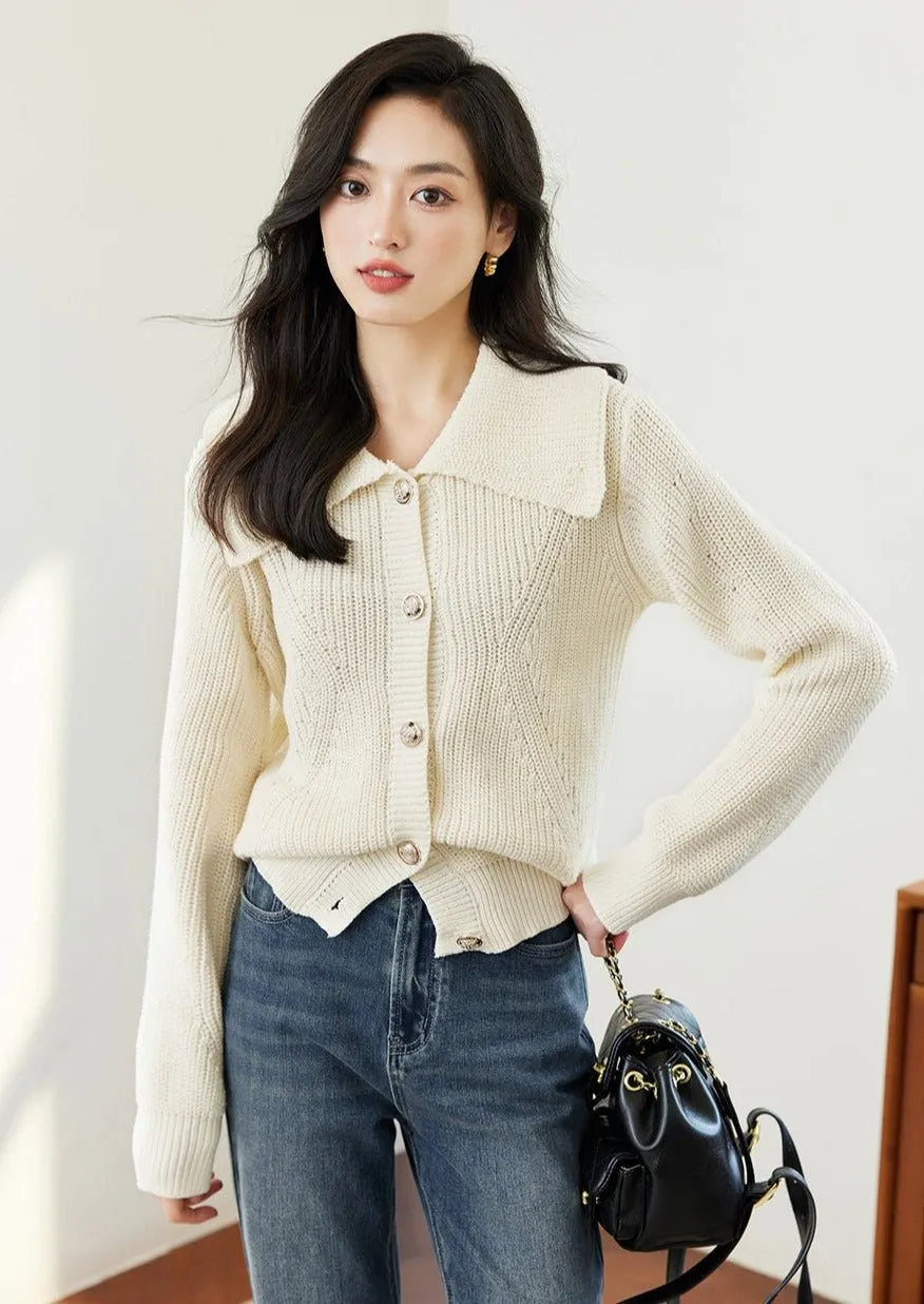 POLO NECK LOOSE CARDIGAN